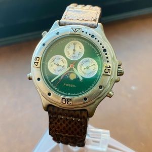1995 FOSSIL CHRONOGRAPH MOON PHASE WATCH BQ-8484